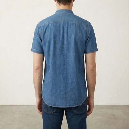 Rowan Men's Band Collar Denim Shirt