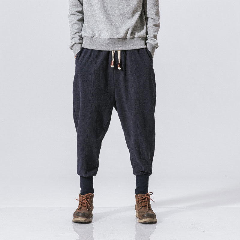 Ronin Textured Linen-Blend Harem Joggers