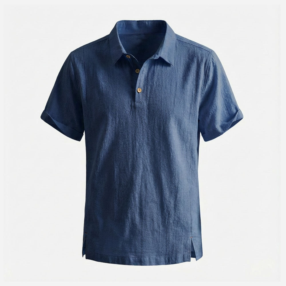 Kaze Textured Cotton-Linen Polo Shirt
