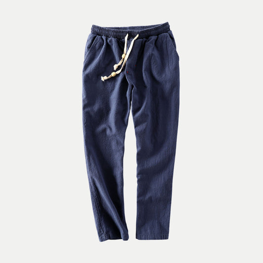 Nara Beaded Linen-Blend Straight Pant