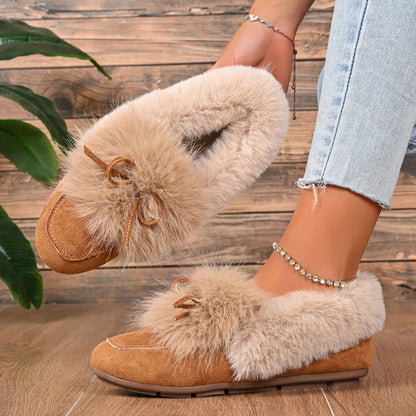 Cozy Bow Loafers – Plush Comfort with Everyday Elegance