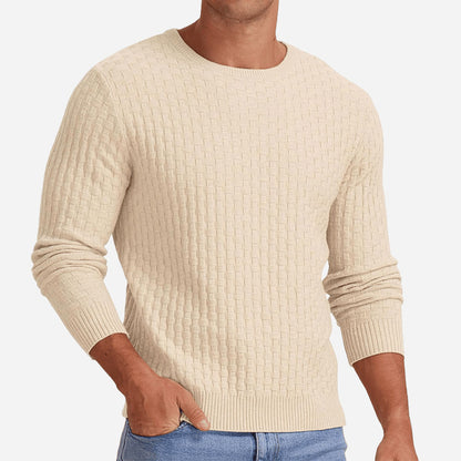 Textured Knit Crewneck Sweater