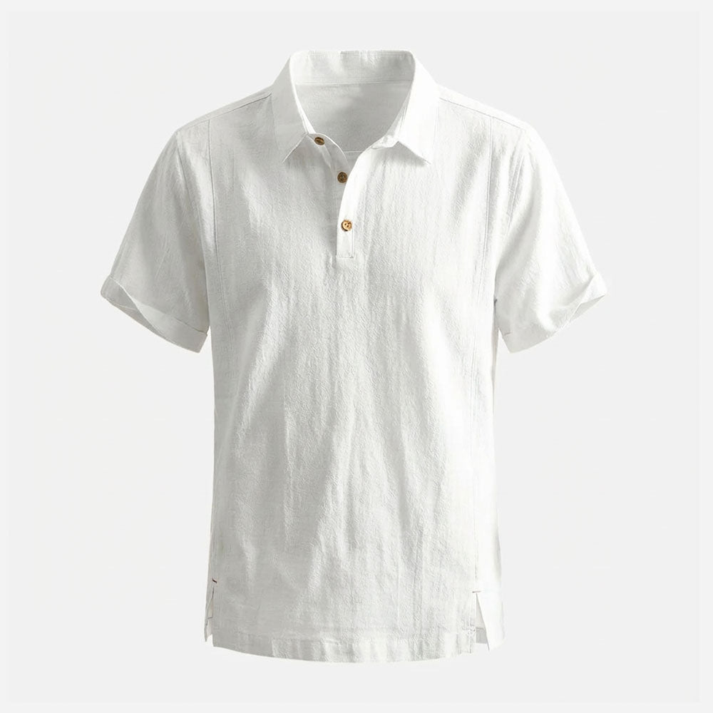 Kaze Textured Cotton-Linen Polo Shirt