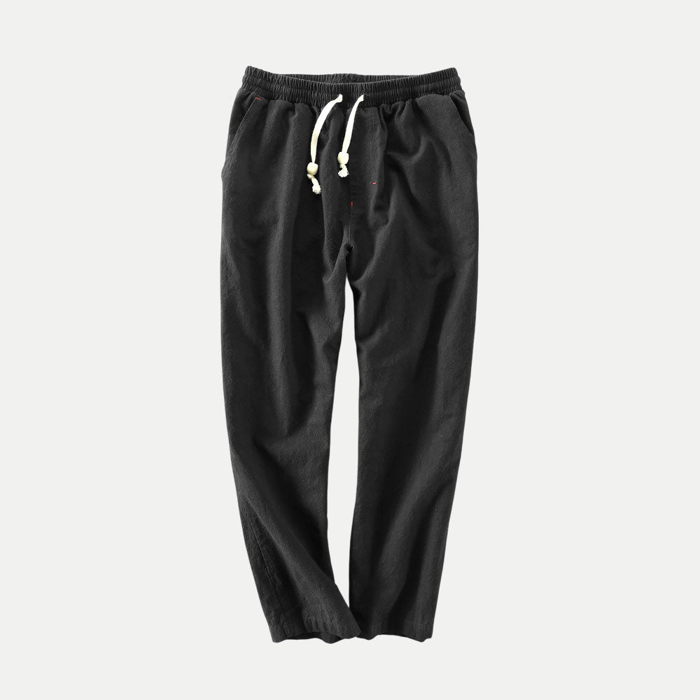 Nara Beaded Linen-Blend Straight Pant