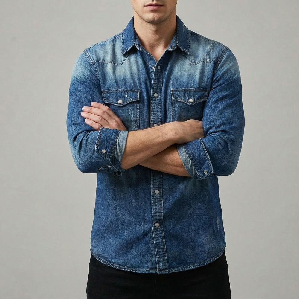 Monex Men’s Vintage Western Denim Shirt