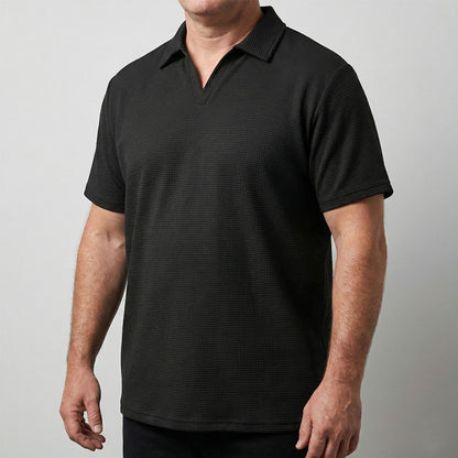 Meridian Textured Waffle-Knit Polo Shirt