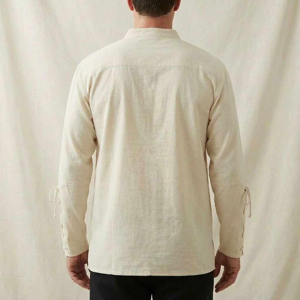 Medieval Men's Lace-Up Cotton Linen Shirt