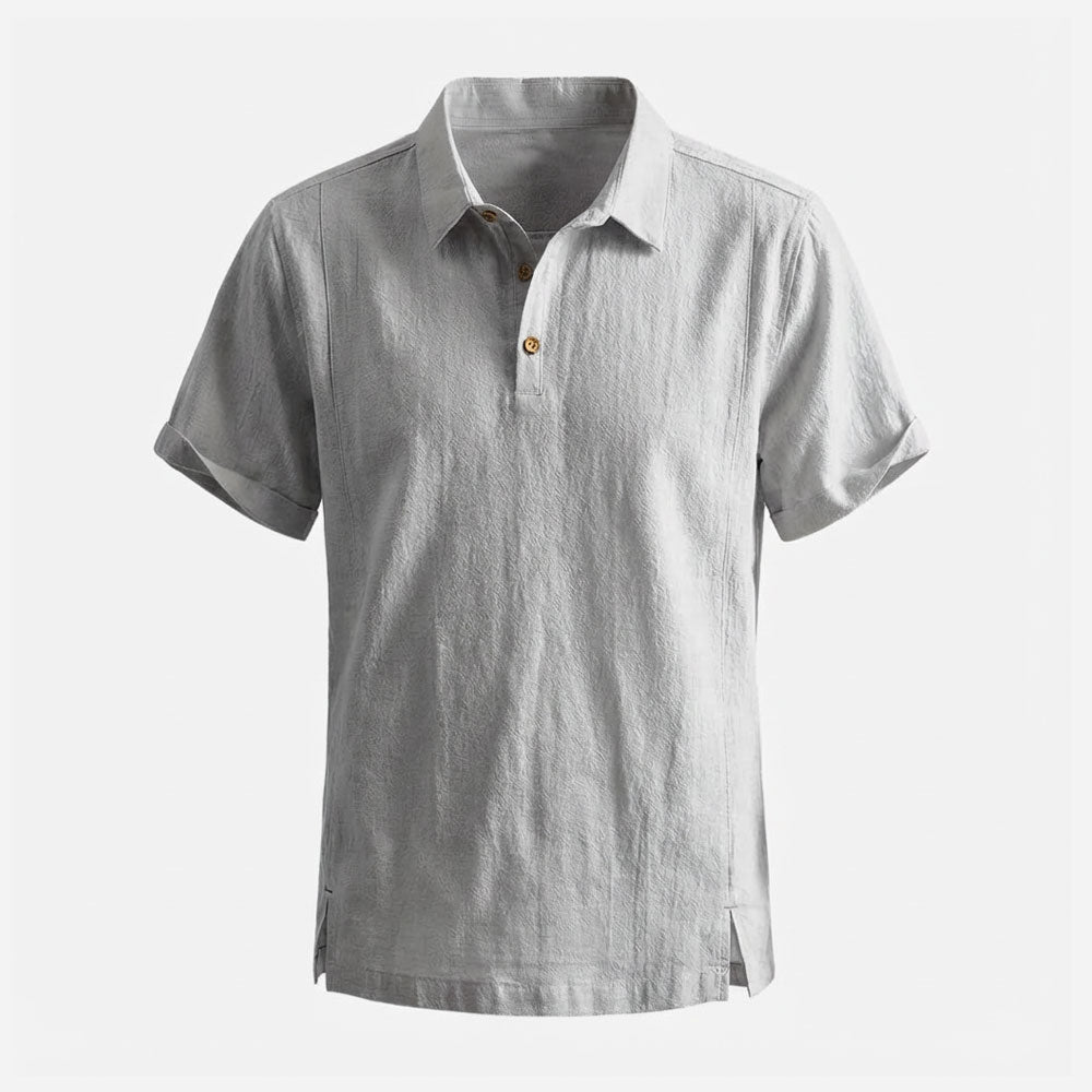 Kaze Textured Cotton-Linen Polo Shirt
