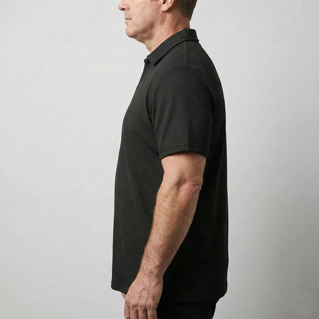 Meridian Textured Waffle-Knit Polo Shirt