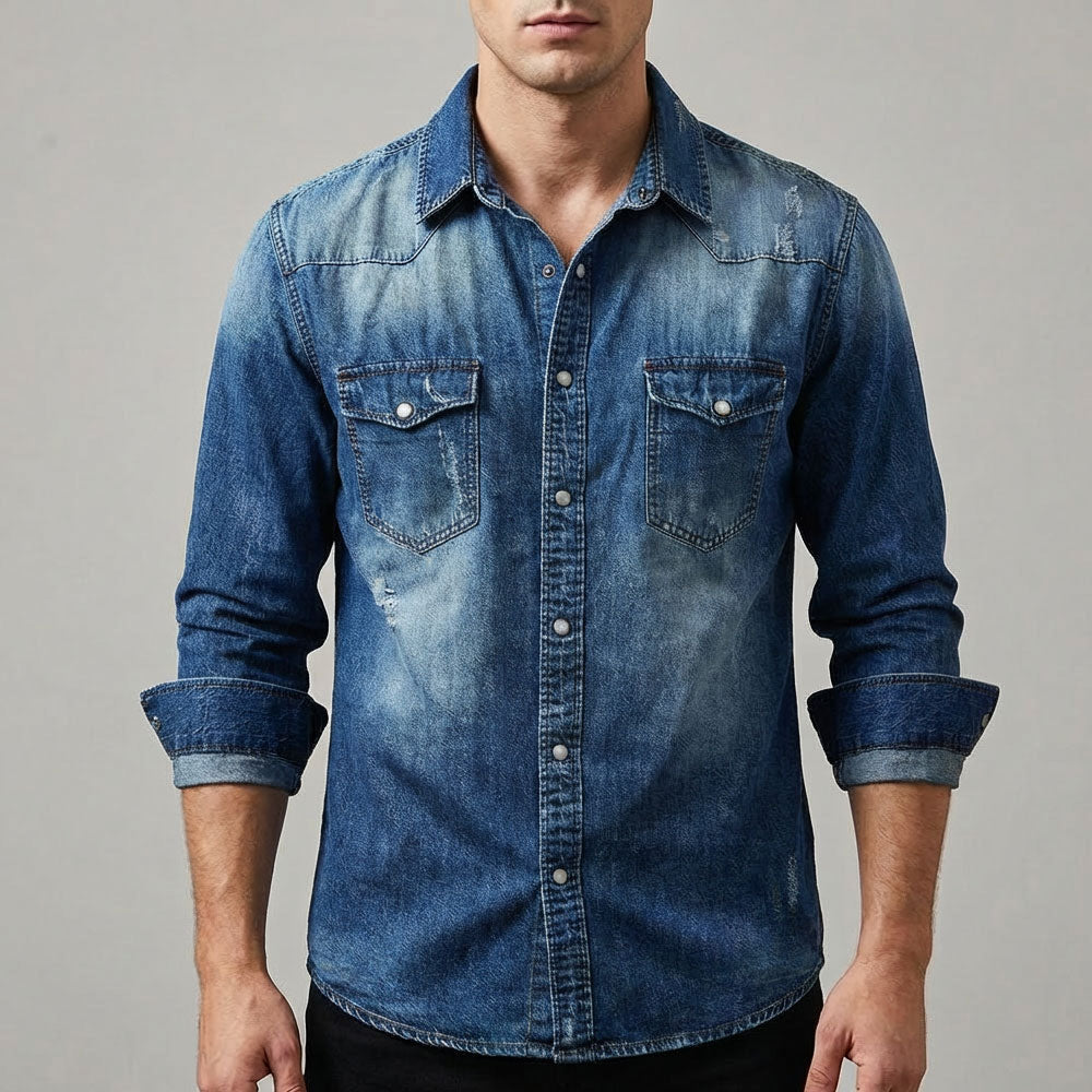 Monex Men’s Vintage Western Denim Shirt