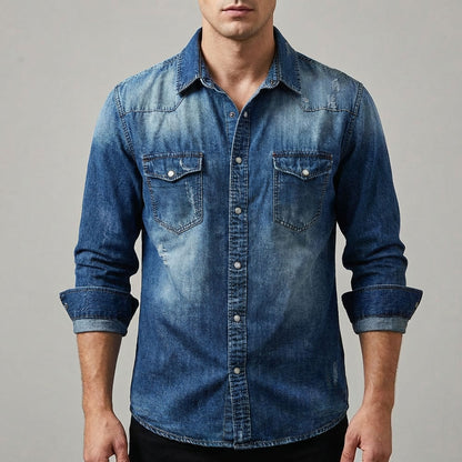 Monex Men’s Vintage Western Denim Shirt