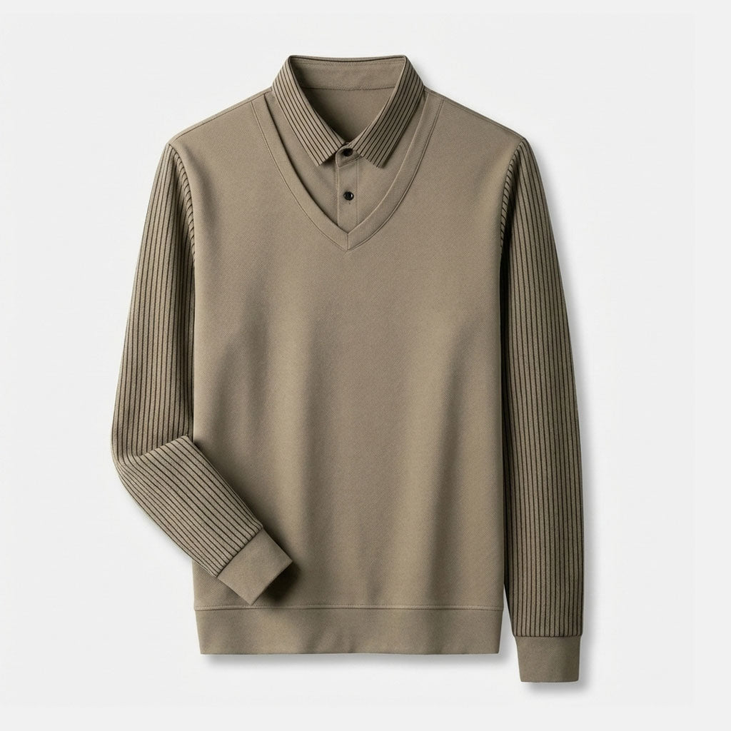 Kelvin V-Neck Layered Sweater Shirt