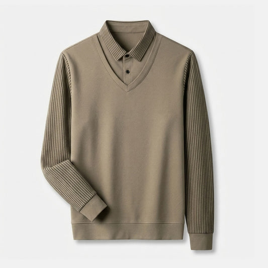 Kelvin V-Neck Layered Sweater Shirt