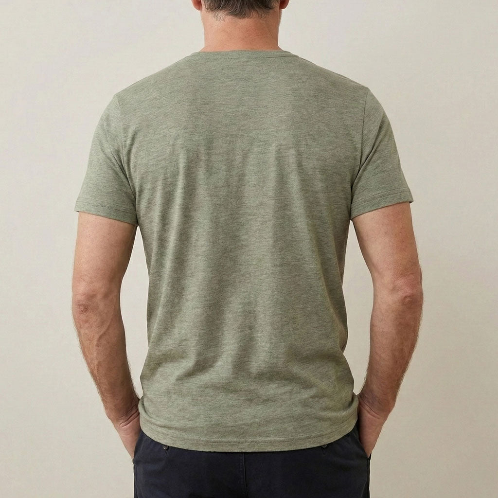 Plain Men's Short Sleeve Henley T-Shirt