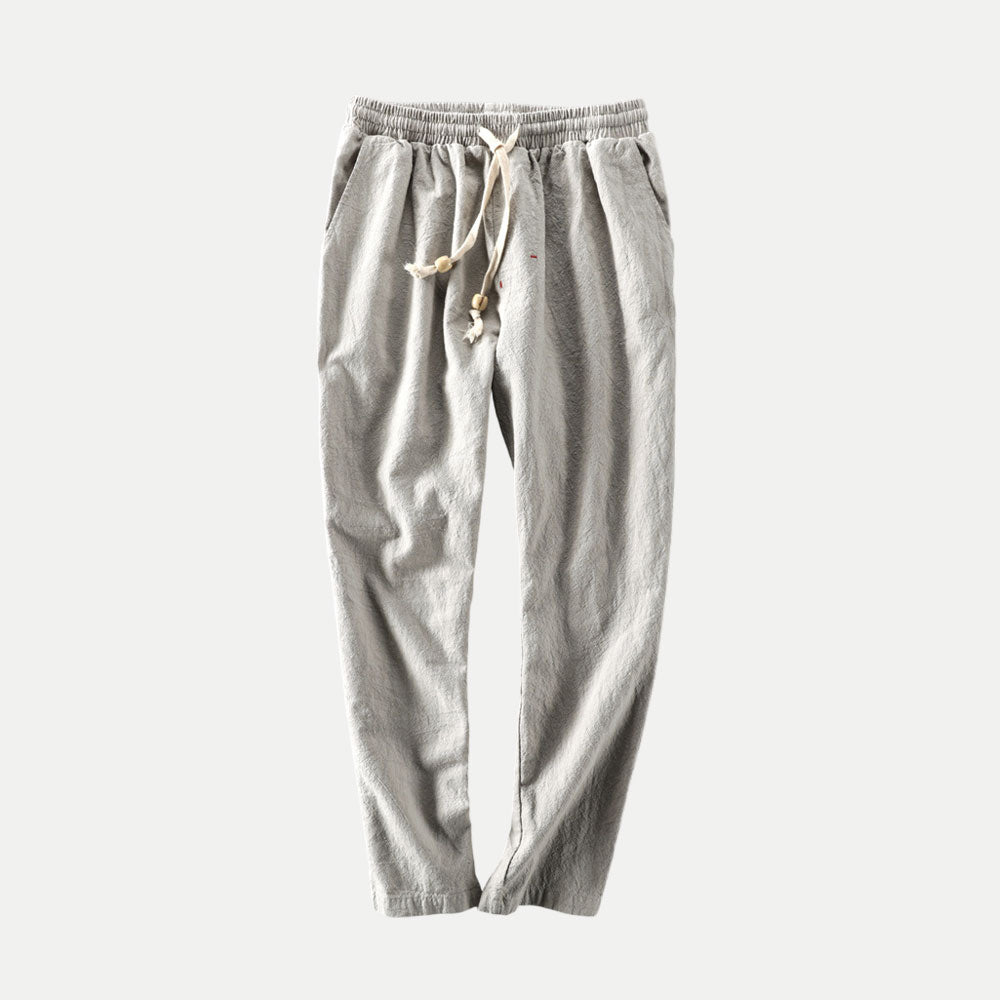 Nara Beaded Linen-Blend Straight Pant