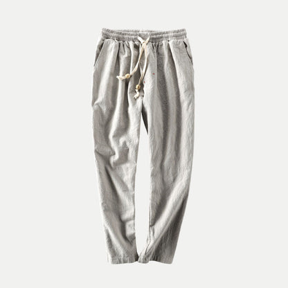 Nara Beaded Linen-Blend Straight Pant