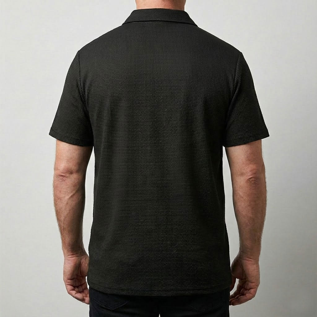 Meridian Textured Waffle-Knit Polo Shirt