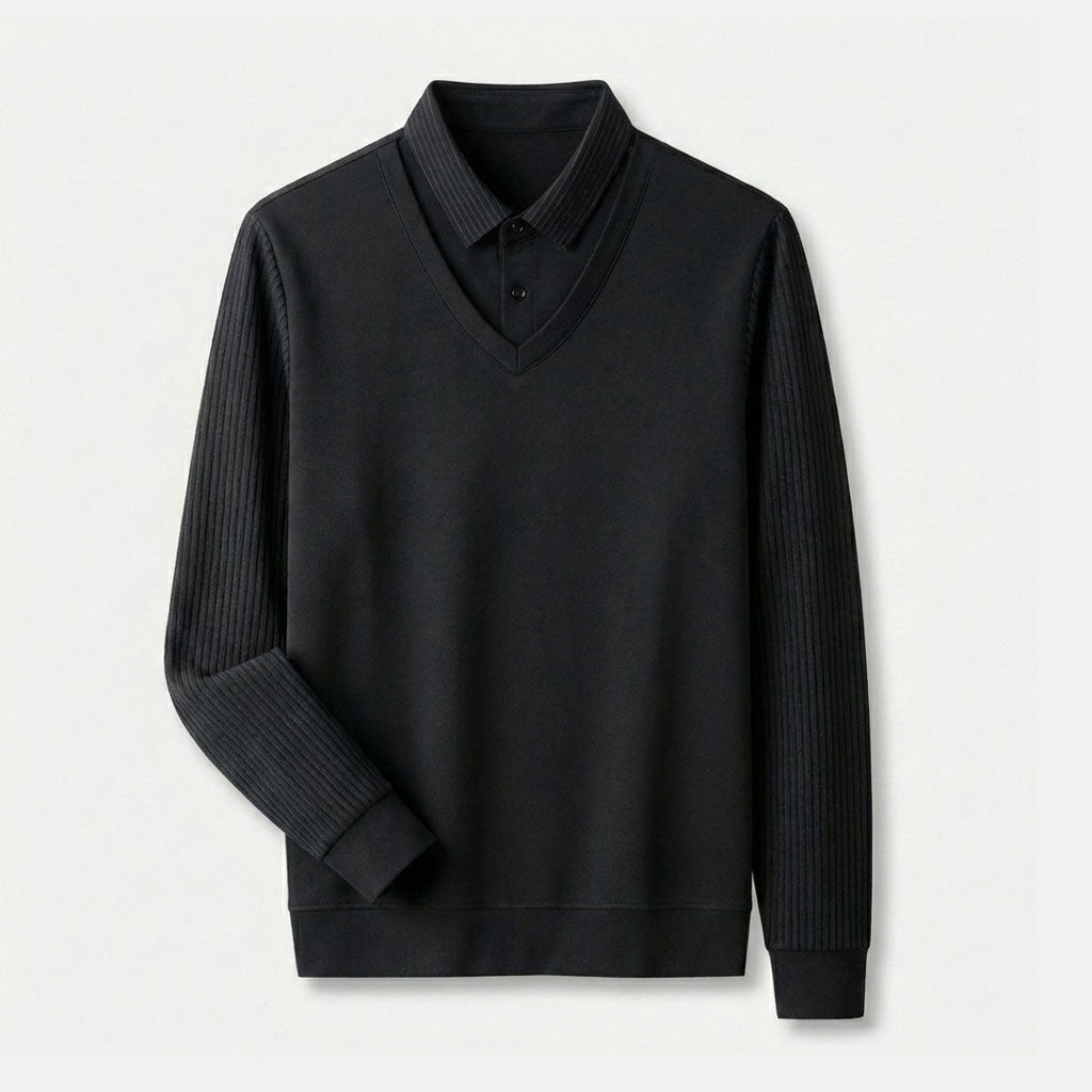 Kelvin V-Neck Layered Sweater Shirt