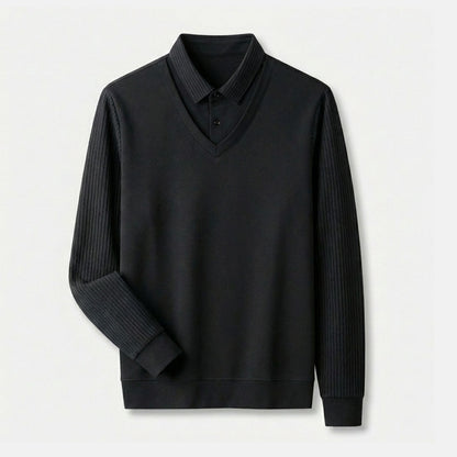 Kelvin V-Neck Layered Sweater Shirt