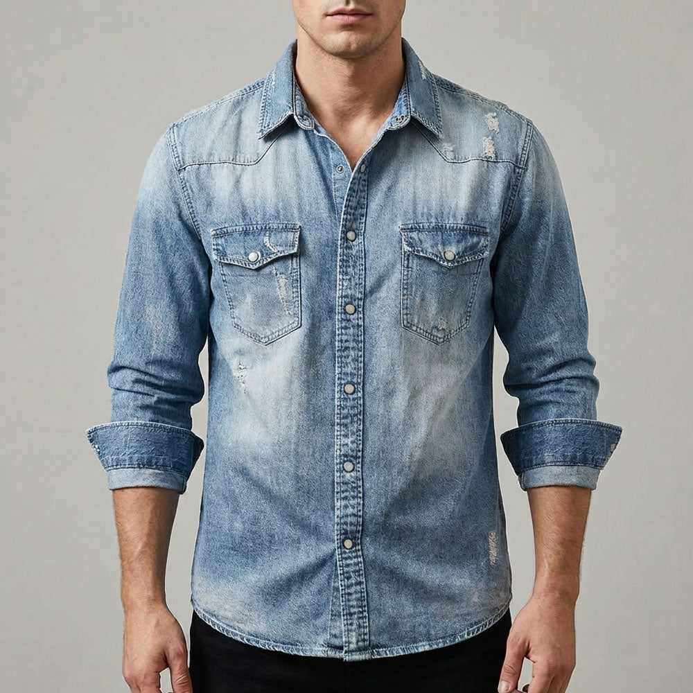 Monex Men’s Vintage Western Denim Shirt