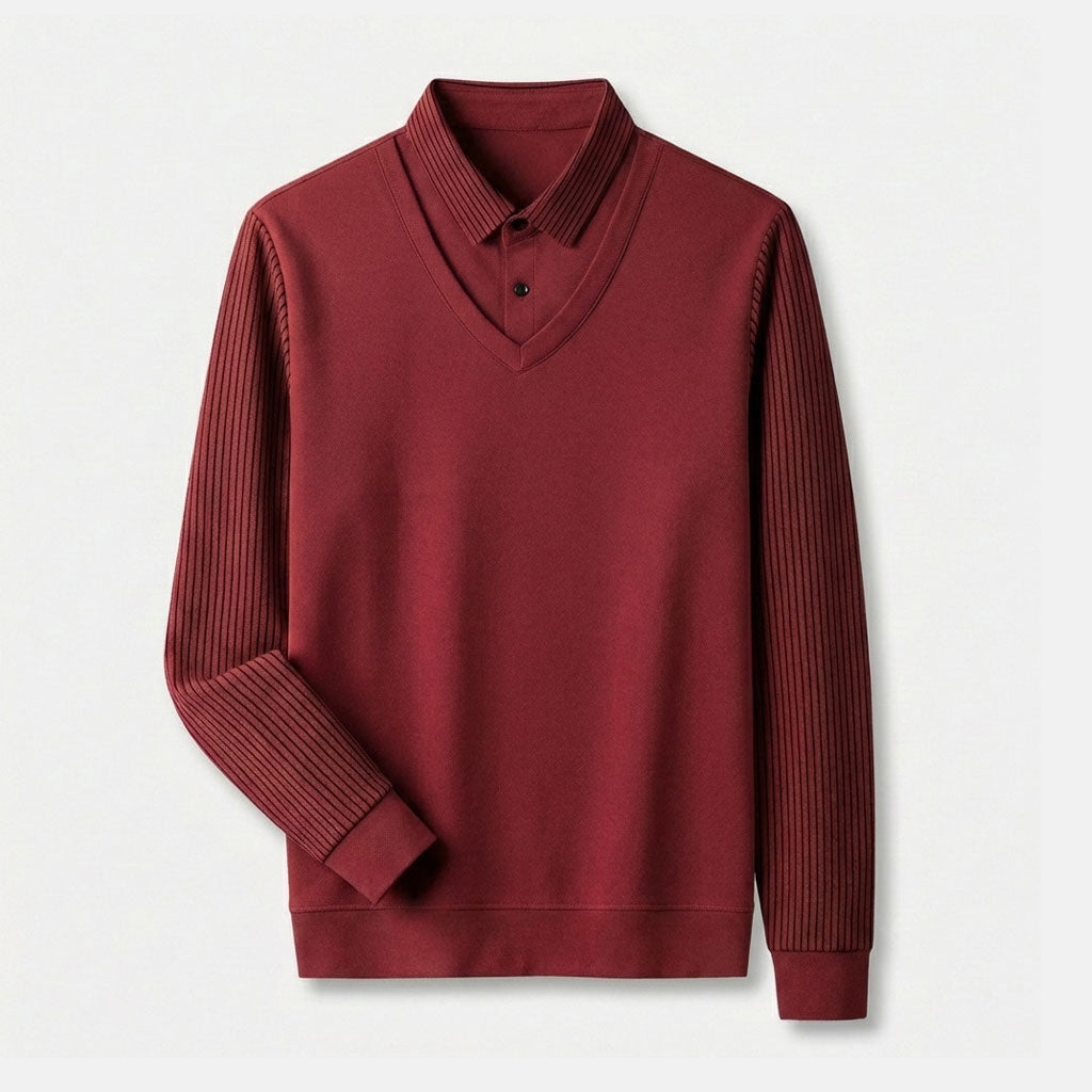 Kelvin V-Neck Layered Sweater Shirt