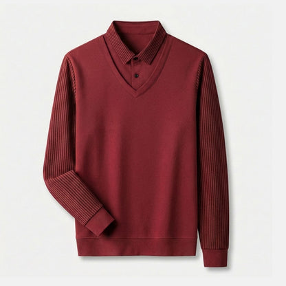 Kelvin V-Neck Layered Sweater Shirt