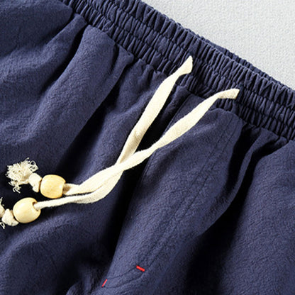 Nara Beaded Linen-Blend Straight Pant