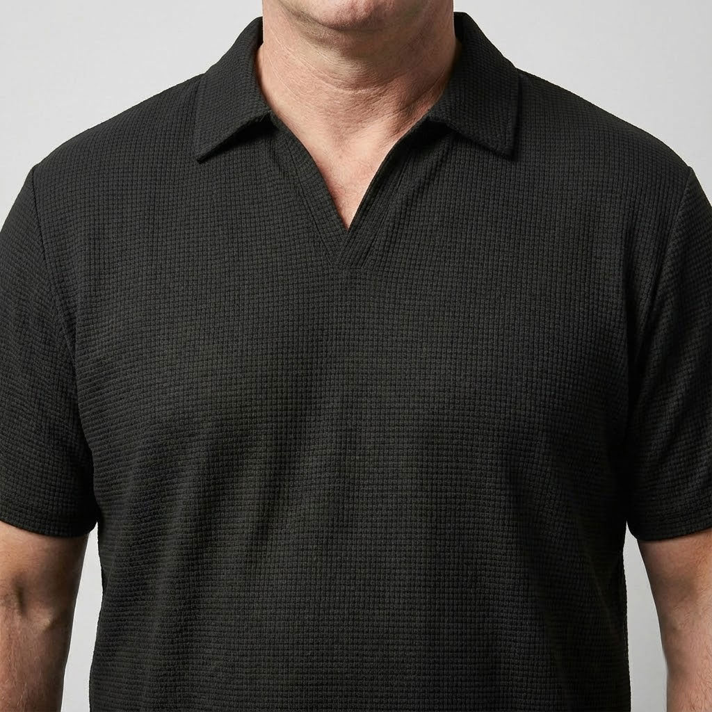 Meridian Textured Waffle-Knit Polo Shirt