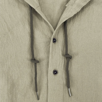 Coso-Breathable Cotton Linen Hooded Shirt