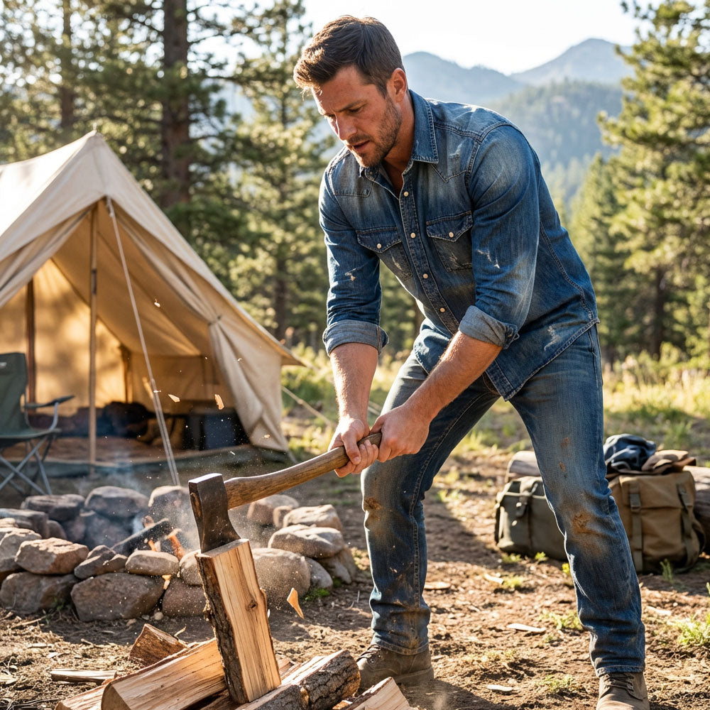 Monex Men’s Vintage Western Denim Shirt