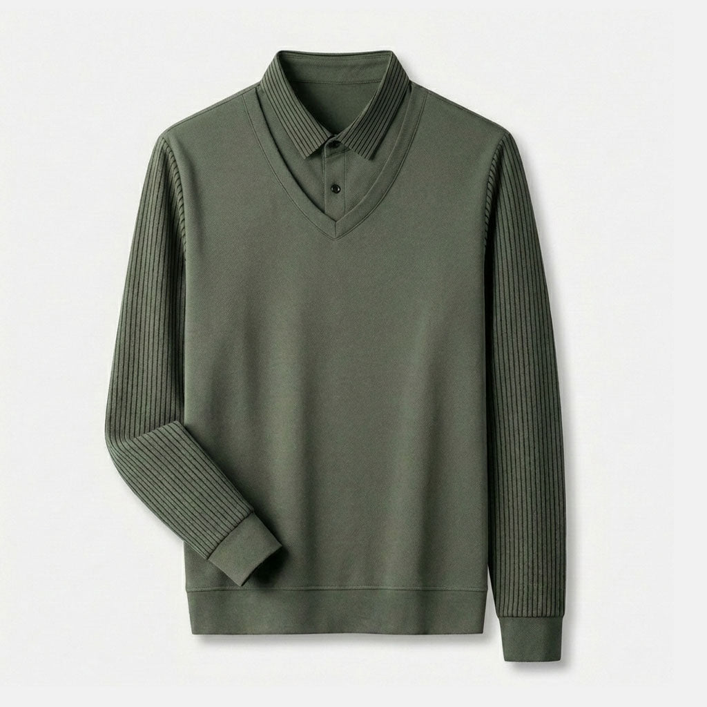 Kelvin V-Neck Layered Sweater Shirt