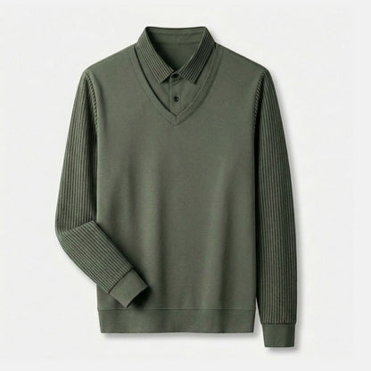 Kelvin V-Neck Layered Sweater Shirt