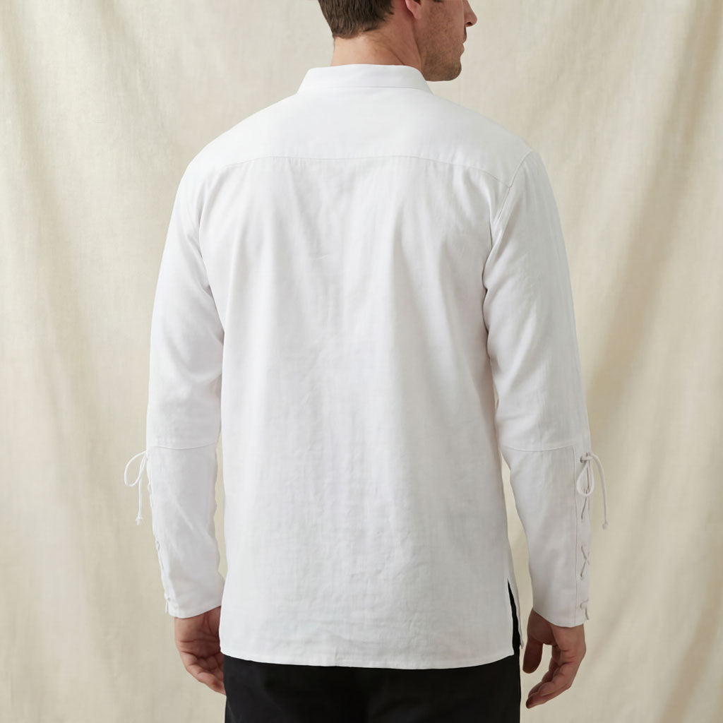 Medieval Men's Lace-Up Cotton Linen Shirt