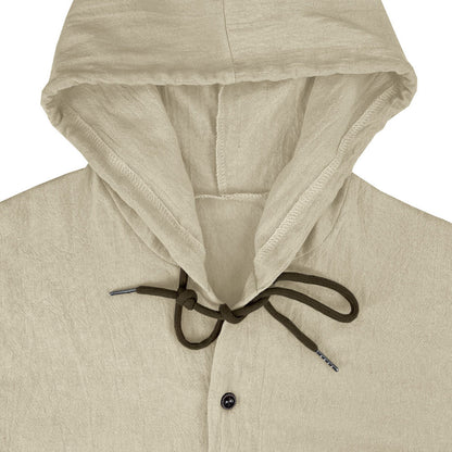 Coso-Breathable Cotton Linen Hooded Shirt