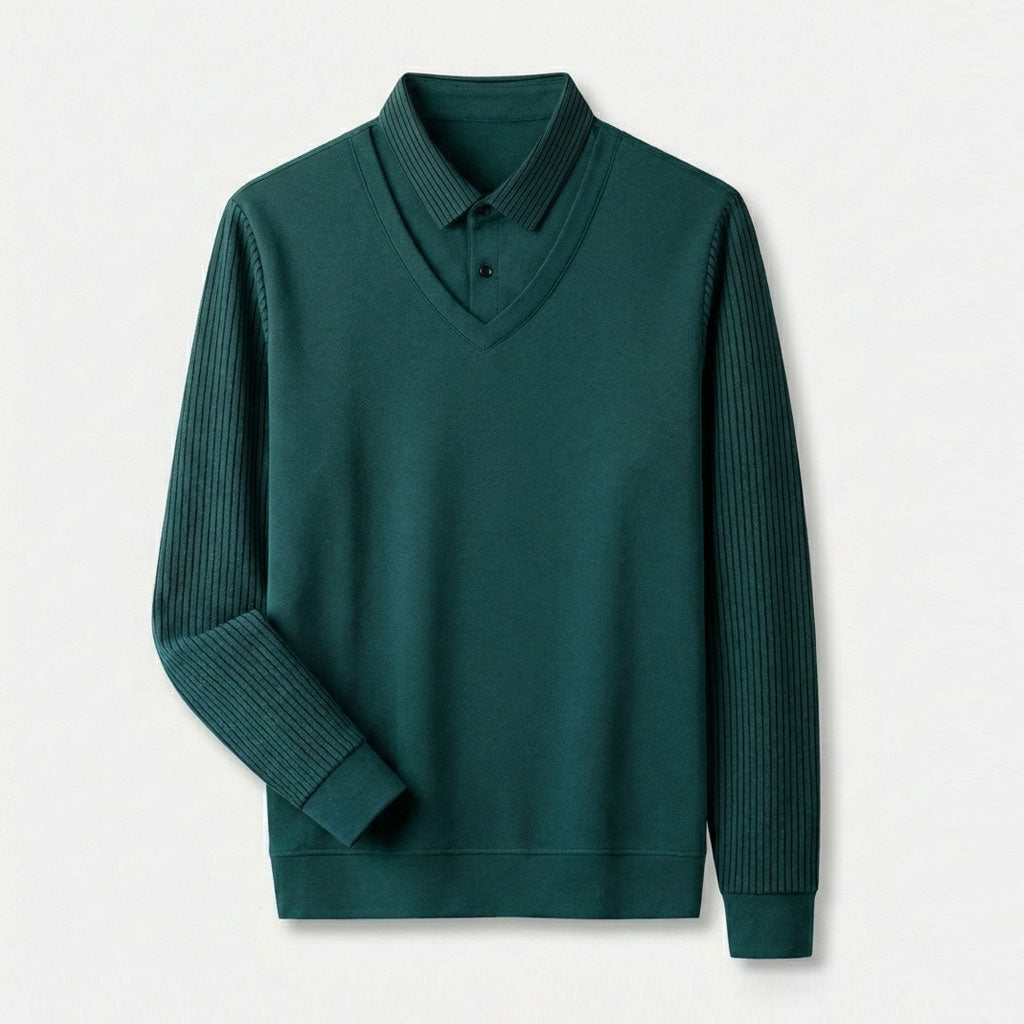 Kelvin V-Neck Layered Sweater Shirt