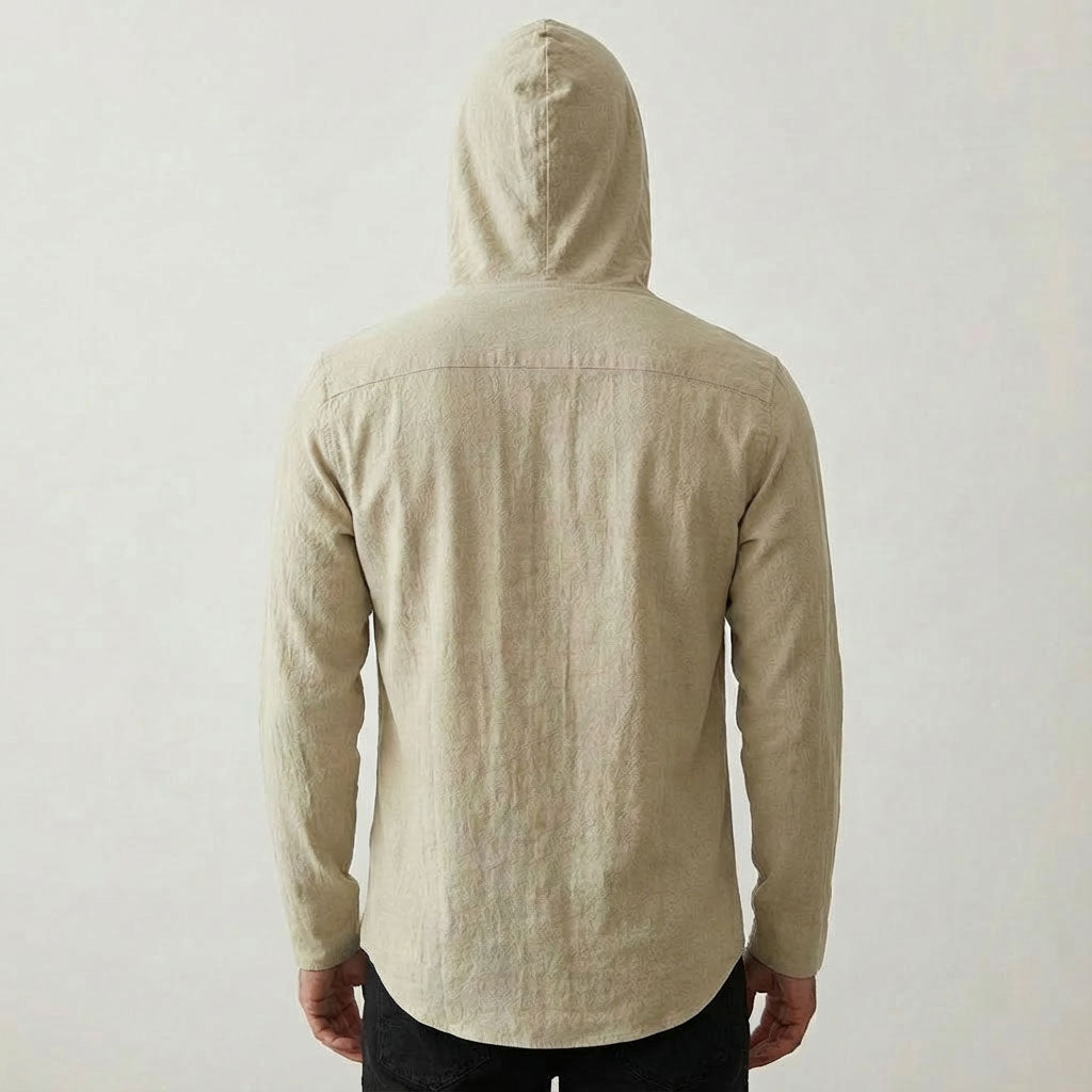 Coso-Breathable Cotton Linen Hooded Shirt