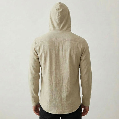 Coso-Breathable Cotton Linen Hooded Shirt