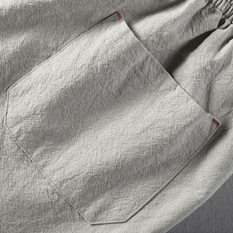 Nara Beaded Linen-Blend Straight Pant