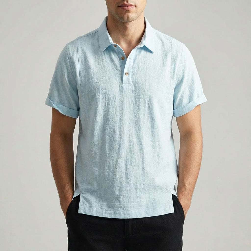 Kaze Textured Cotton-Linen Polo Shirt