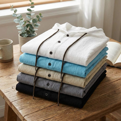 Coso-Breathable Cotton Linen Hooded Shirt