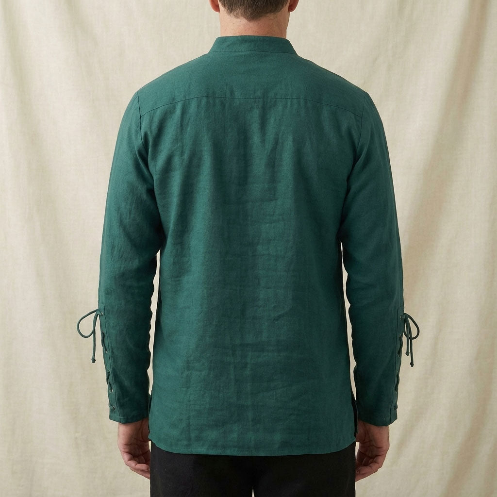 Medieval Men's Lace-Up Cotton Linen Shirt
