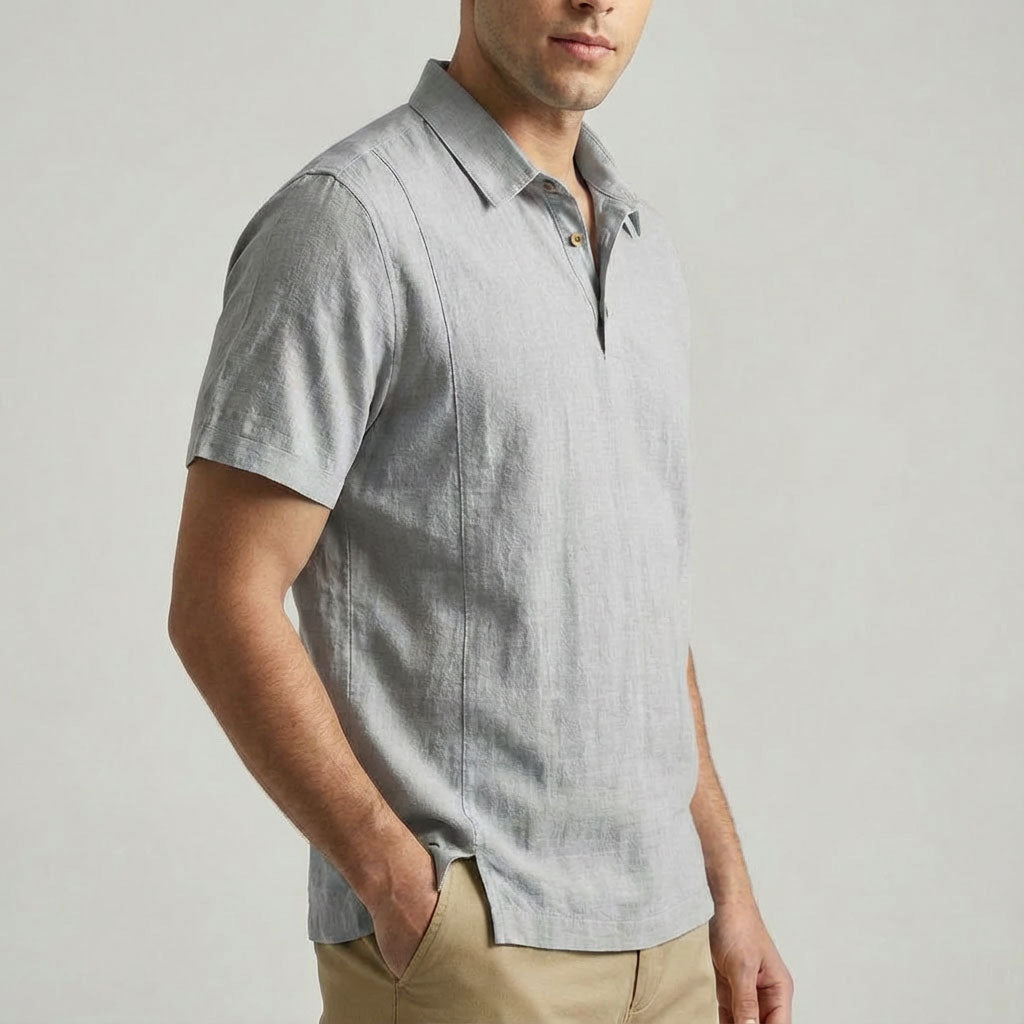 Kaze Textured Cotton-Linen Polo Shirt