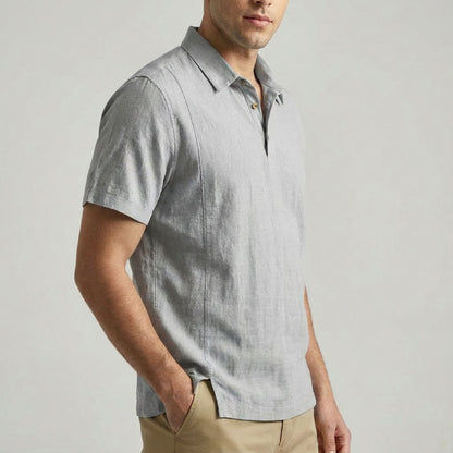 Kaze Textured Cotton-Linen Polo Shirt