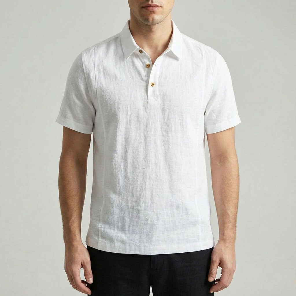 Kaze Textured Cotton-Linen Polo Shirt