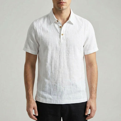 Kaze Textured Cotton-Linen Polo Shirt
