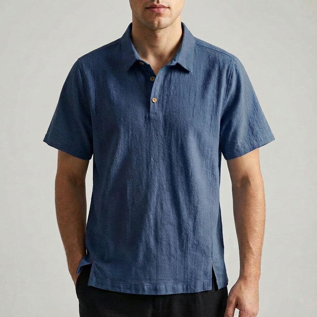 Kaze Textured Cotton-Linen Polo Shirt
