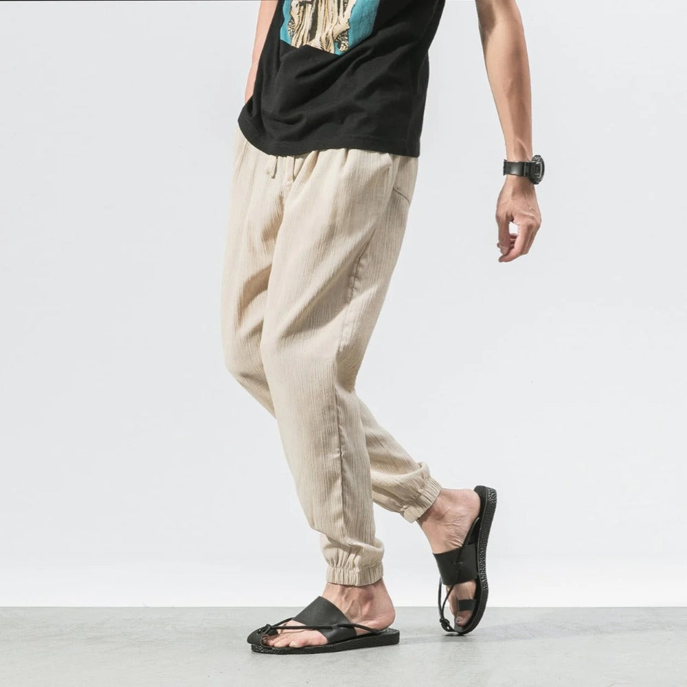 Kyoto Slub-Linen Tapered Jogger
