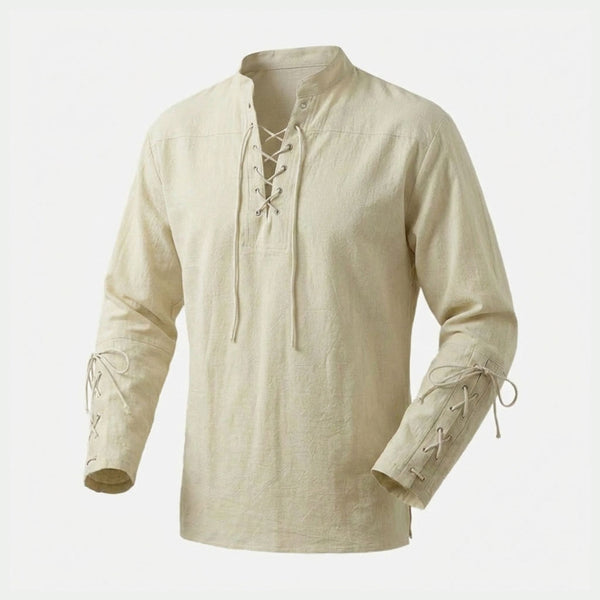 Medieval Men's Lace-Up Cotton Linen Shirt