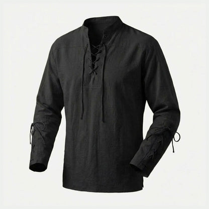 Medieval Men's Lace-Up Cotton Linen Shirt