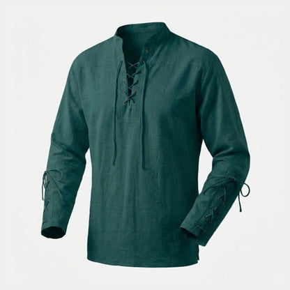 Medieval Men's Lace-Up Cotton Linen Shirt